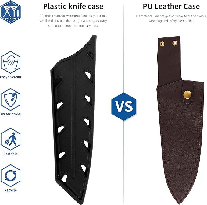 XYJ 2pcs/set Safety Knife Covers Sleeves Knives Edge Guard,Universal Knife Sheath,Santoku Knife Case Black (For 8" Chef Knife or 7 '' Santoku Knife)