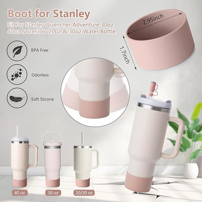 Stanley Cup Accessories Set I Water Bottle Handle Strap, Silicone Cup Boot, Lipstick Holder, Keychain Charms & Handle Charms,Straw Topper Accessories for Stanley Cups 40oz/30oz