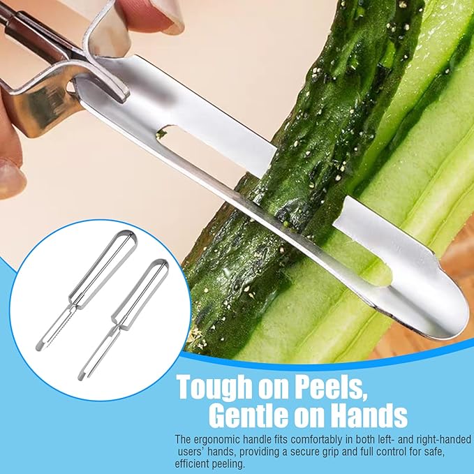 2 Pcs Stainless Steel Vegetable Peelers, Kitchen Potato Carrot Peelers with Ergonomic Handle for Safety and Control, Dishwasher Safe, Sharp, Rust-Resistant for Easy Peeling