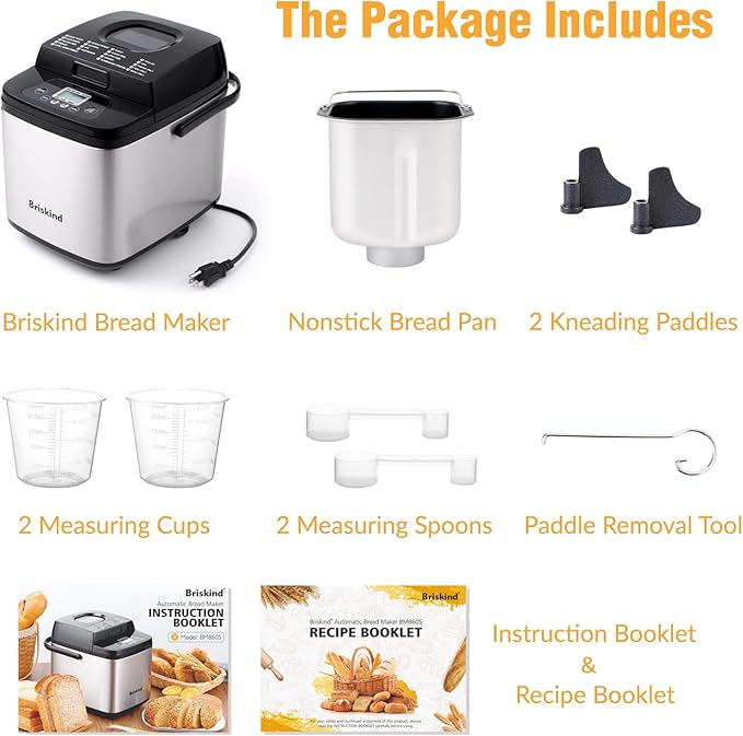 19-in-1 Compact Bread Maker Machine, 1.5 lb / 1 lb Loaf Small Breadmaker with Carrying Handle, Including Gluten Free, Dough, Jam, Yogurt Menus, Bake Evenly, Automatic Keep Warm, 3 Crust Color