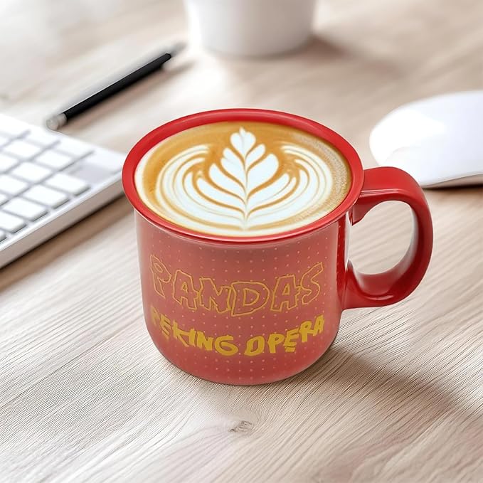 Ceramic Coffee Mugs Set of 4,14OZ Coffee Cups with Handle,Latte Mug,Great for Tea Hot Chocolate,Large Cute Mugs for Men,Women,Kids,Microwave&Dishwasher Safe for Kitchen or Office(RED)