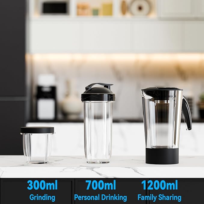 Greatogo Countertop Blenders For Shakes And Smoothies, 3-In-1 Smoothie Maker & Food Processor, Multi-Function Blender Grinder Chopper Combo For Kitchen, Includes 4 Cups And Portable Lid