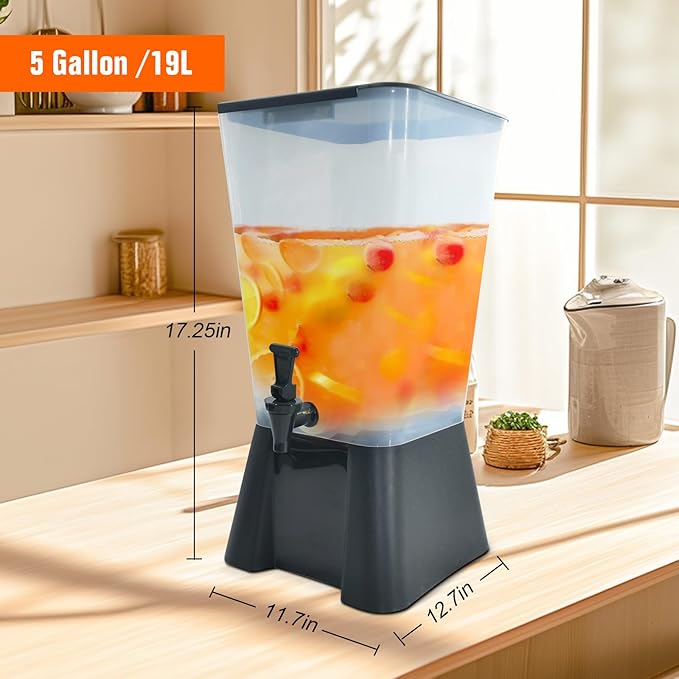 Hakka 5 Gallon Drink Dispenser, Commercial Juice Dispenser for Parties 19L Water Beverage Dispenser with Spigot Catering Supplies for Buffets, Restaurants