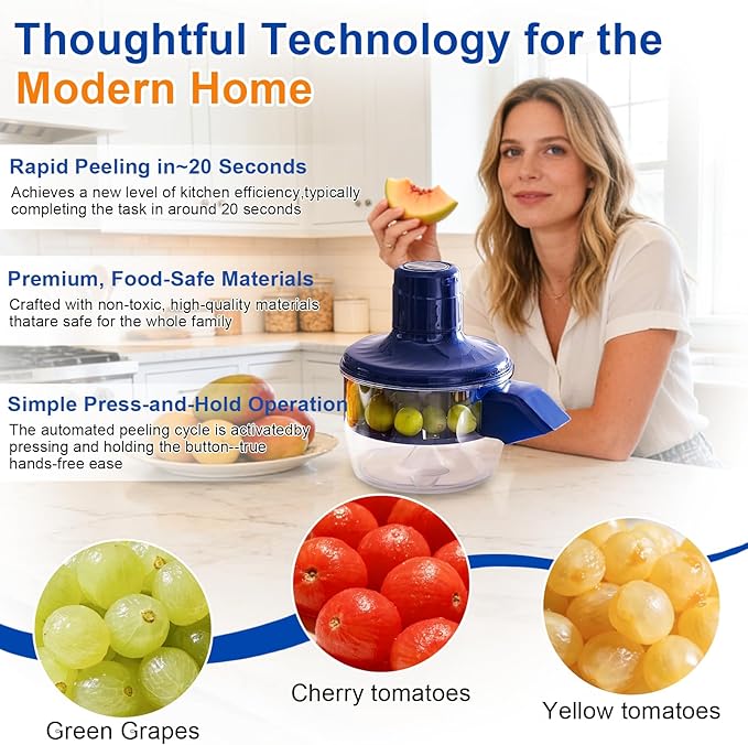New Electric Garlic Peeler Machine, Electric Grape Peeling Machine, Automatic Peeler Skin Remover Tool for Garlic, Cherry Tomatoes, and Small Fruits
