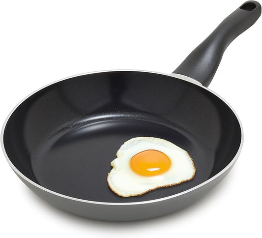 Lumenflon Deco 9.5” Nonstick Frying Pan Skillet, Made in Italy, Diamond Ceramic PFAS-Free, Dishwasher & Metal Utensil Safe, Durable Gloss Enamel Finish, Stay-Cool Handle, High Walls-Extra Room, Gray