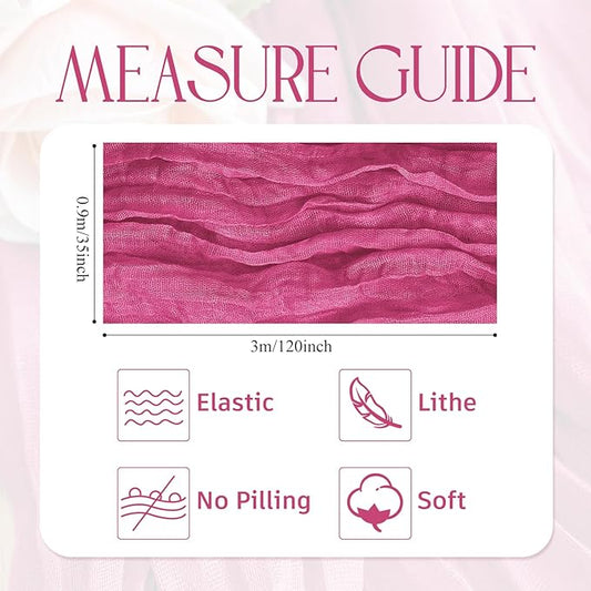 Wokceer Cheesecloth Table Runner 12Pack 10FT Deep Pink Boho Gauze Cheese Cloth Table Runner for Party Long Rustic Sheer Table Runners for Baby Bridal Shower Wedding Easter Table Decor