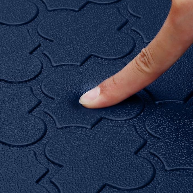 WISELIFE Kitchen Mat Cushioned Anti Fatigue Floor Mat,17.3"x39",Thick Non Slip Water Resistant Kitchen Rugs and Mats,Heavy Duty PVC Foam Standing Mat for Kitchen,Floor,Home,Desk,Sink,Laundry,Blue