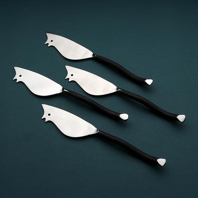 INOX ARTISANS Twig Ratoncito Cheese Spreader/Knife 4 Pc. Set