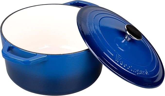 VORRINGARD Enameled Cast Iron Dutch Oven Pot with Lid, for Bread Baking, Round Bread Oven- include Sourdough Bread Baking Supplies Set, 6QT, Blue
