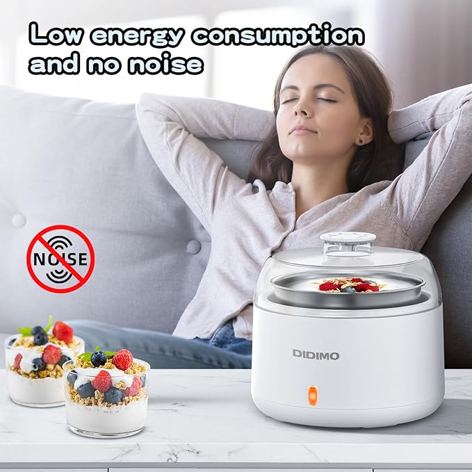 1.37QT Yogurt Maker Machine with Stainless Steel Bowl, Automatic Electric Greek Yogurt Maker, Probiotic Maker for Natto & Rice Wine