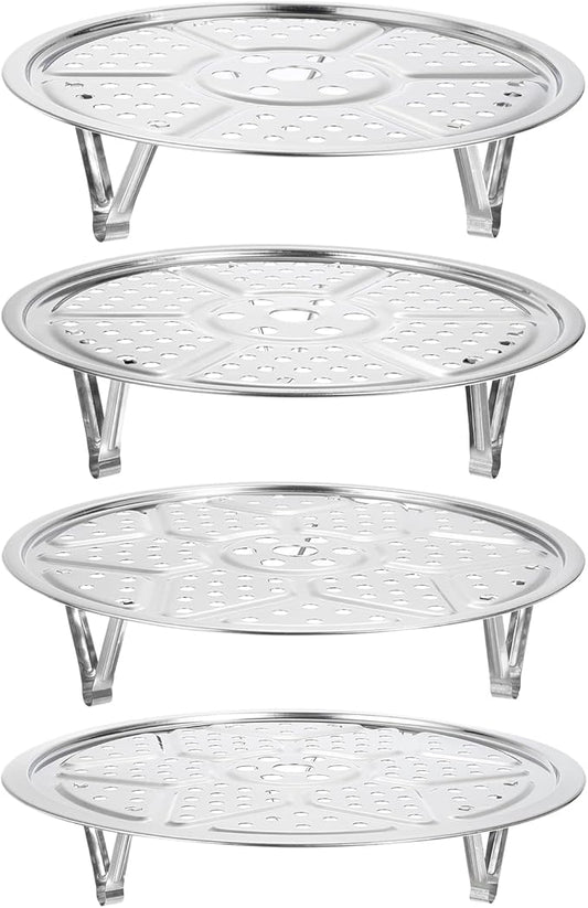 uxcell 4pcs Stainless Steel Steamer Rack with Stand, 7.9 Inches/8.6 Inches/9.5 Inches/10.2 Inches Pot Steaming Tray for Steamer Cookware Instant Pressure Cooker