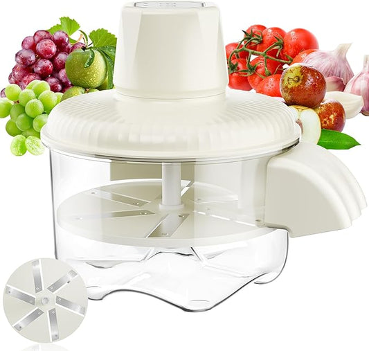 Automatic Peeling Machine, Upgraded 6 Leaf Blade Electric Grape, Cherry Tomato & Garlic Peeler, Rechargeable Wireless, Easy Clean Portable Kitchen Tool for Salad Prep & Picnic (White)