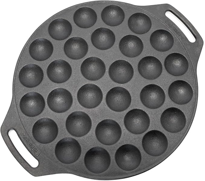 Petromax Cast Iron Poffertjes Pan for Hygge Kitchen or Camping, Ebelskivers/Aebleskivers Griddle Cookware Conducts Heat Evenly