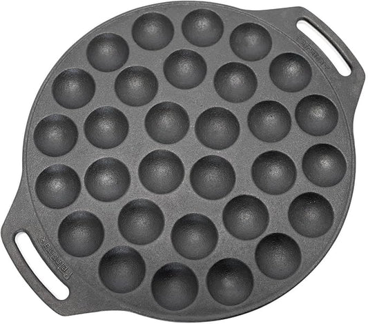 Petromax Cast Iron Poffertjes Pan for Hygge Kitchen or Camping, Ebelskivers/Aebleskivers Griddle Cookware Conducts Heat Evenly