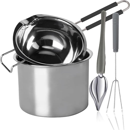 Stainless Steel Double Boiler Melting Pot with Heat Resistant Handle, Large Capacity Chocolate Melting Pot for Butter Candy Butter Cheese, Candle Making (1200/2200ML)