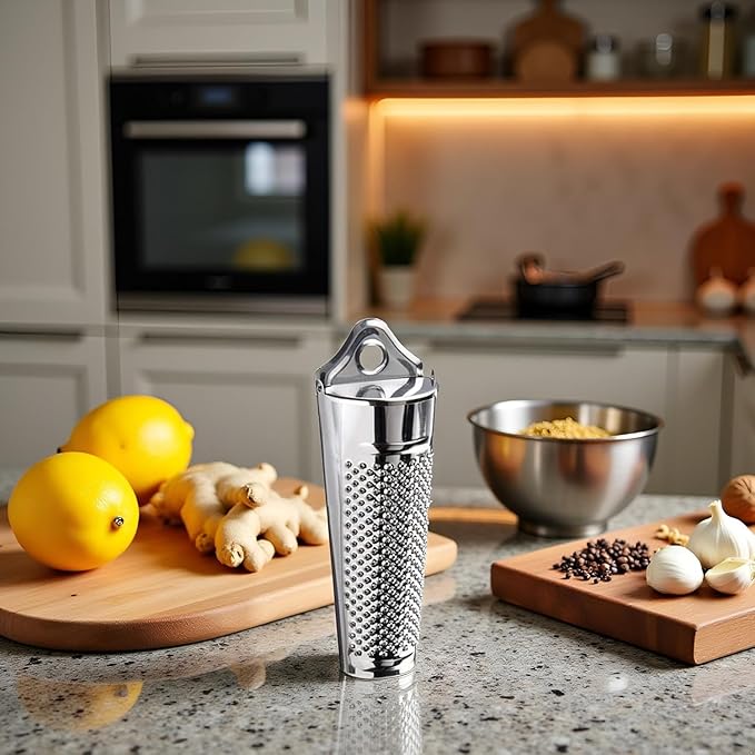 1PC Silver Multifunctional Kitchen Stainless Steel Ginger Garlic Nutmeg Grater Nut Walnut Lemon Hand Planer Tool Lemon ZesterDurable and Professional Kitchen Tool Garlic Tools