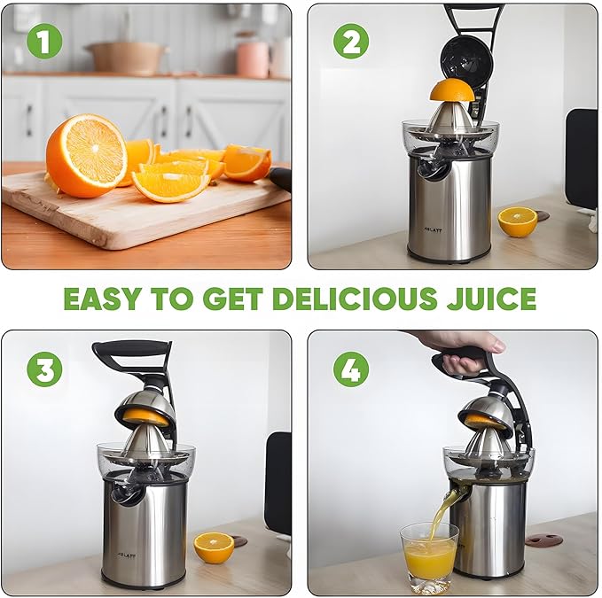 ASLATT Electric Citrus Juicer Squeezer Stainless Steel, Orange Juicer Electric,Homemade Orange Juice Squeezer Machine, Detachable Design,Easy Clean