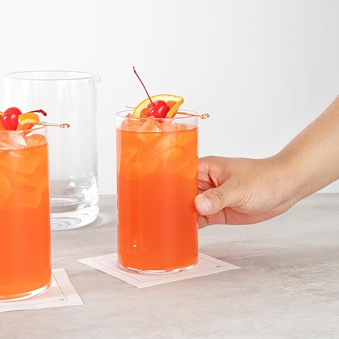 Restaurantware-Vetri 16 Ounce Tall Drinking Glasses, 24 Dishwashable Beverage Glasses - No-Lead, Elegant, Clear Glass Tumblers, Ideal For Water, Juice Beer, Cocktails, Liquor, Iced Tea, And More