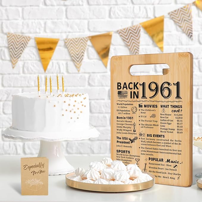 65th Birthday Gifts for Women Men,Back In 1961&Recipe for A Happy Birthday Double sided Cutting Board Gift for Her Him,65th birthday gifts ideas,cool gifts for 65 year old woman
