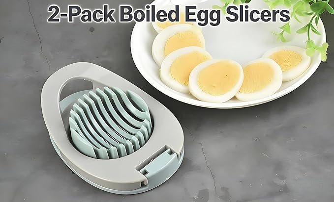 2pcs Egg Slicer for Boiled Eggs, Kiwifruit Strawberry Cutter with Stainless Steel Wire