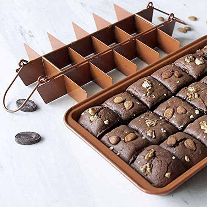 Brownie Pan, Non Stick Brownie Pans With Dividers, 18 Pre-slice Brownie Baking Tray, High Carbon Steel Bakeware for Oven Baking, Size 12 X 8 X 2 Inches