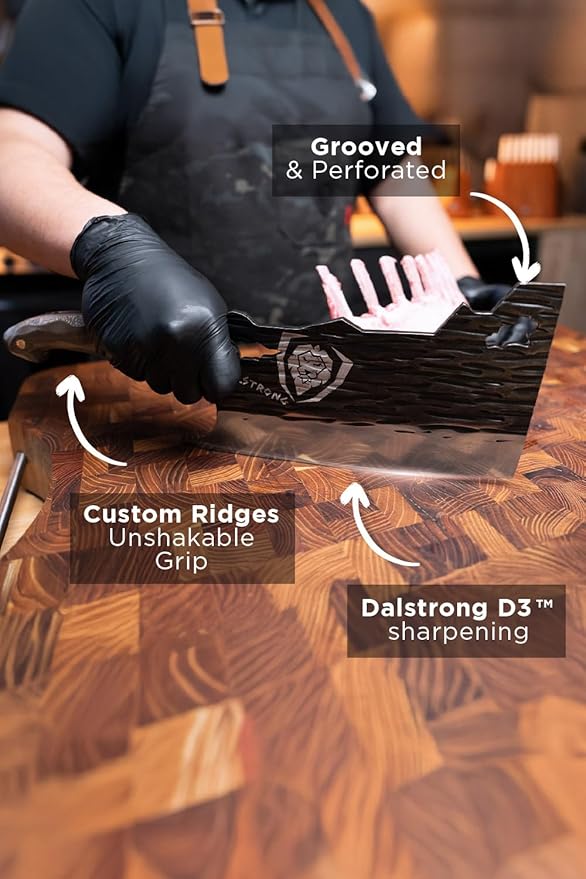 Dalstrong Obliterator Meat Cleaver Knife - 9 inch - Barbarian Series - Premium 7CR17MOV High Carbon Steel - Black Brown Stabilized Wood Handle - Massive Heavy Duty Knife with Sheath