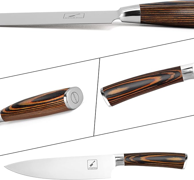 imarku Chef Knife - Pro Kitchen Knife 8 Inch Chef's Knives Japanese HC Steel Sharp Paring Knife with Ergonomic Handle, Tawny Handle, Best Gifts for Men and Women, Gyutou knives