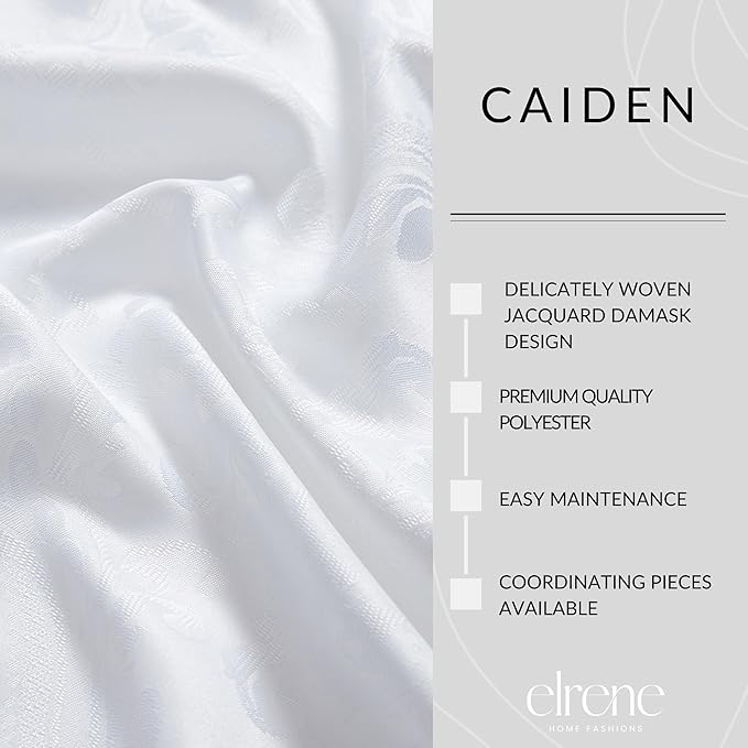 Elrene Home Fashions Caiden Elegance Damask Waterproof, Stain & Wrinkle Resistant Fabric Napkins (Set of 4), 17" x 17", White