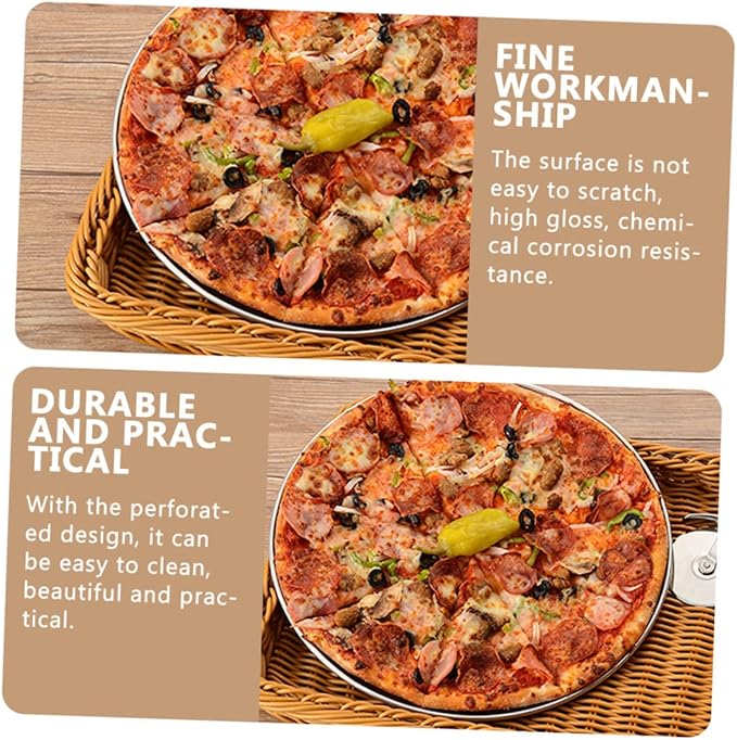 VINTORKY Perforated Round Pizza Pan Household Baking Tray for Efficient Baking Non-stick Pizza Plate Easy Cleaning
