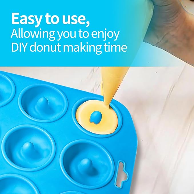 Cupidove Silicone Donut Pan, Bite Size Silicone Donut Molds for baking, Mini Donut Mold Heat Resistant, Mini Baking Mold for baking delicious donuts, Non-stick Bottom, Easy to Clean