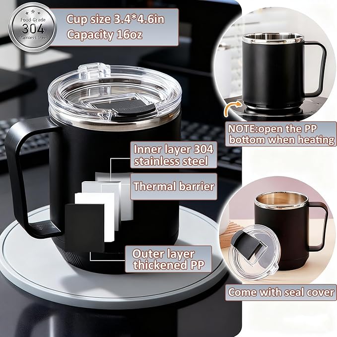 Coffee Mug Warmer, Smart Cup Warmer for Desk with 9 Temperature Settings (100℉-180℉), Auto Shut Off 1-12H Timer, LED Indicator, 4 inch Heating Plate for Coffee, Tea, Milk, Candle Warming