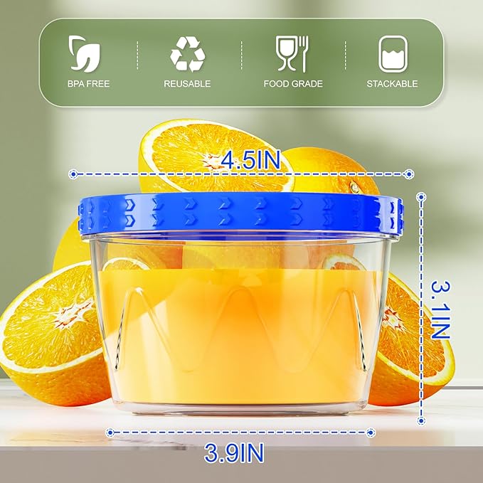 Reusable Freezer Storage Containers [UNIQUE INNOVATIVE DESIGN] 6 Pack-17 Oz Arrow Indicates Easy Opening and Closing of Lid Microwave and Dishwasher Safe,Soup Containers for Oats/Salad