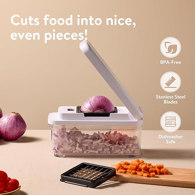 CAROTE Mandoline Slicer Vegetable Chopper with Container, Food Chopper Vegetable Cutter, Cheese Graters, Dicer for Kitchen, BPA-Free Kitchen Gadgets with Safety Holder