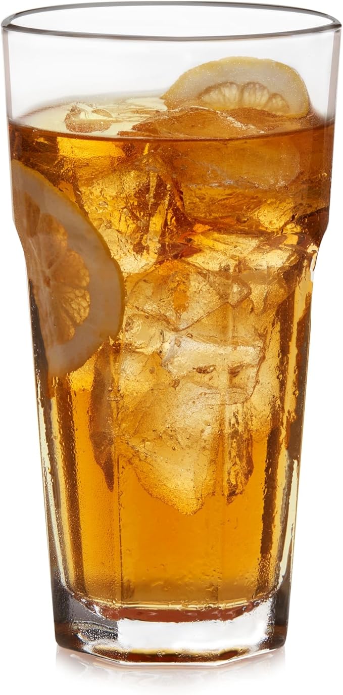 Libbey Gibraltar Thick Drinking Glasses, 22-ounce, Tall Tempered Cocktail Drinking Cup Set for Parties and Everyday Use