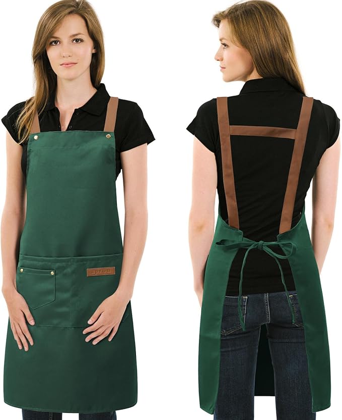 DILLMAN Art Aprons for Men Women Painting Pottery Baking, H Back Straps Waterdrop Kitchen Chef Cooking Apron with Pockets
