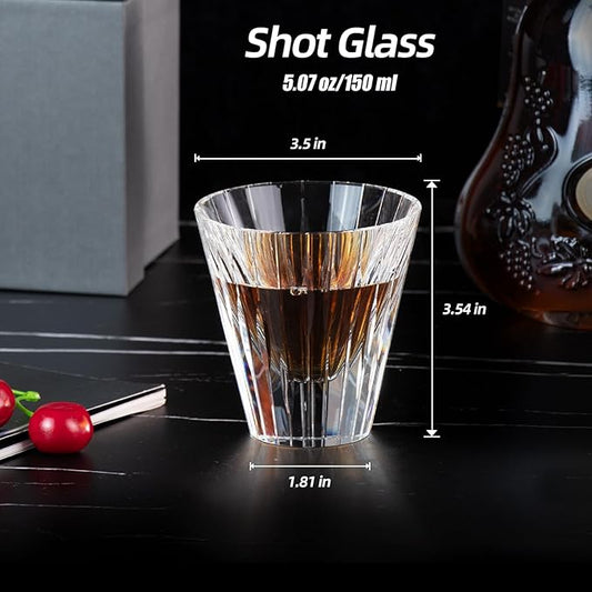 KAMMAK Whiskey Glasses Set of 2, 5.07 oz (150 ml) Hand Blown Crystal Tumbler with Delicate Rim, Lead-Free Thick Base & Seamless Design for Neat Scotch, Bourbon, and Craft Cocktails