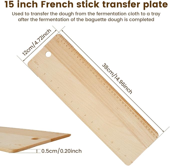15 Inch Bread Transfer Peel Beech,French Bread Flipping Board Hanging Bread Peels, Bakeware for French Bread Baking(Wood color)