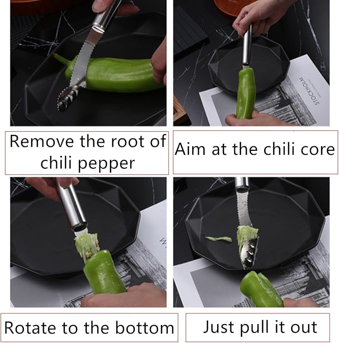 2 Pcs Stainless Steel Jalapeno Corer Tool Pepper Corer Seed Remover Tool, for Cleaning Inside Jalapenos Chilis Peppers