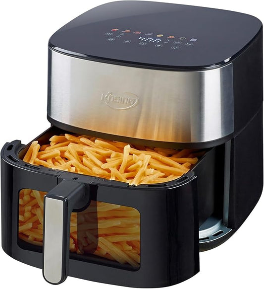KINSING Air Fryer 8 in 1, XL 8.5 QT Large Airfryer with View Windows,MAX 400℉ for Crispy, 85% Less Oil, Fast Roast, Preheat, Shake, Bake, Non-Stick Basket for Easy Clean, With Professional Recipes
