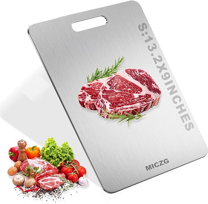 MICZG Titanium Kitchen Cutting Board - 13.2×9in Dishwasher Safe Reversible Chopping Board with Handle, Ideal for Home Counter, Outdoor Camping & Housewarming Gifts for Women