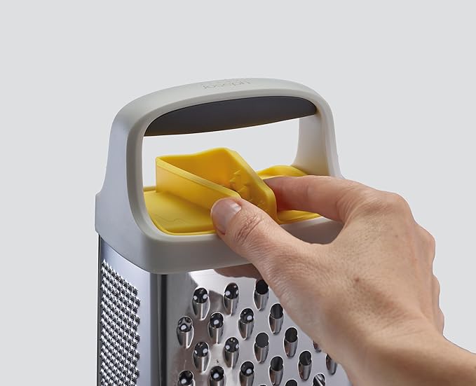 Joseph Joseph Multi-Grip Box Grater with Precision food grip, Stainless Steel blades for grating and slicing, non-slip base, Dishwasher safe