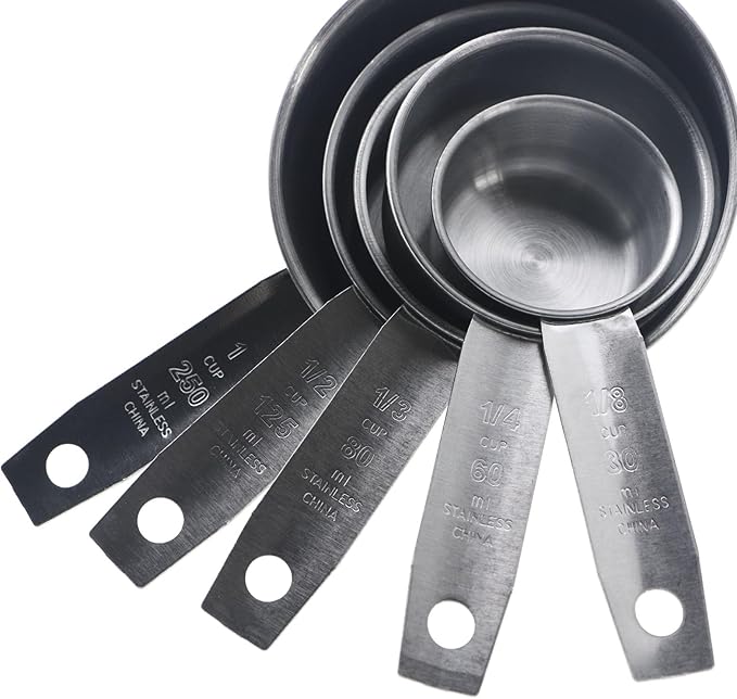 QAZXCDEW-Stainless Steel Measuring Cup 1/4 Cup Scoop Liquid Measuring Scoop For Dry And Liquid Ingredients Coffee Baking Cooking, Free Storage Hooks Dishwasher Safe-1SET