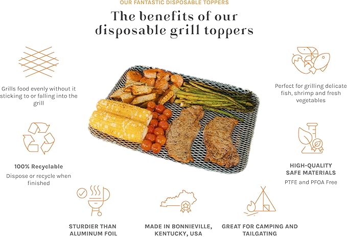 Oscarware 16" x 12" Disposable Grill Topper, Aluminum, 24-Pack – Perfect for BBQs, Tailgates, and Camping