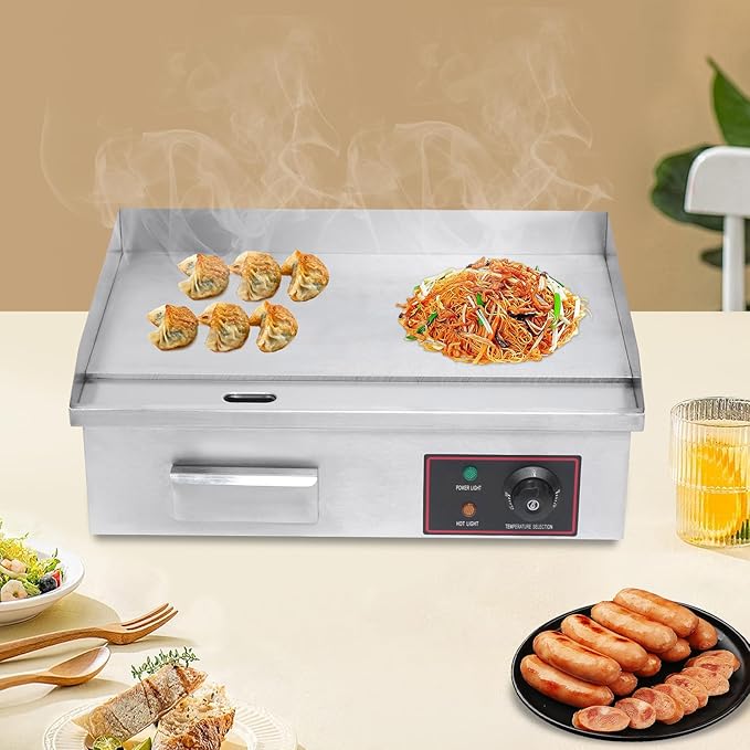 3000W Commercial Electric Countertop Griddle Flat Top Grill Hot Plate BBQ Non-Stick Flat Large Countertop Griddle, Adjustable Thermostatic Control,Stainless Steel Restaurant for Steak Pancake Kitchen