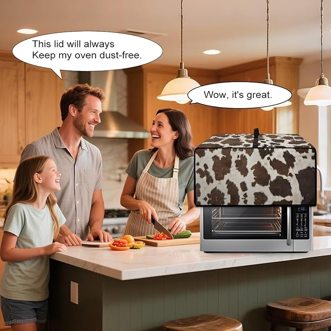 Doojoayie Brown Cow Print Toaster Oven Cover 6 Slice Bread Machine Cover Universal Fit Small Appliance Dust Protector Simple Style Kitchen Decoration