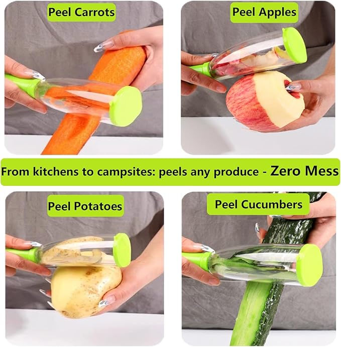 Vegetable peelers for kitchen, Potato Peeler, Fruit Carrot Veggie Peelers Built-in peel catcher, Peeler with Ergonomic Non-Slip Handle,Dishwasher safe for home, office and camping(Green)