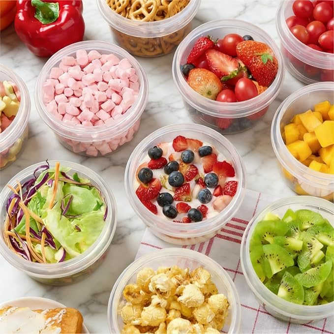 16 oz Freezer Storage Containers with Twist Top Lids, 10 Pack Reusable Meal Prep Containers Plastic Stackable Leakproof Food Storage Containers for Sauce Salad Leftover Oats