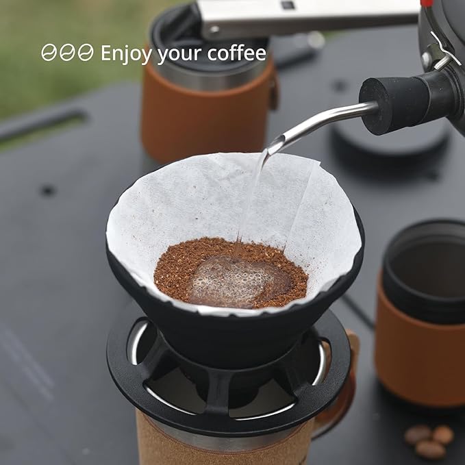 Vandroop Collapsible Pour Over Coffee Dripper, Silicone Reusable Pour Over Coffee Maker for Camping, Travel, Home&Office, Single Clever Coffee Dripper With 100 Filter Paper #01(1-2 Cup)