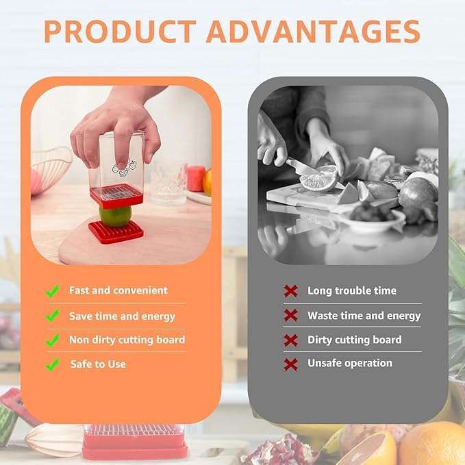 Stainless Steel Fruit & Vegetable Cutter with Push Plate - Banana, Strawberry & Egg Slicer