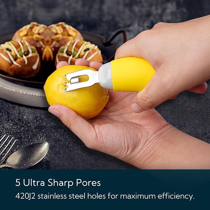 KITCHENDAO Citrus Lemon Peeler Zester Tool and 3-in-1 Herb Chopper Mincer Roller Cutter Slicer